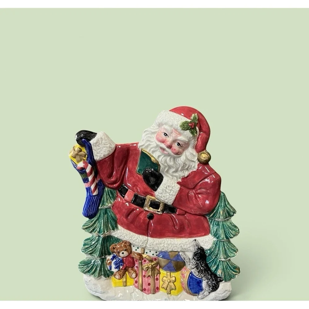 Fitz & Floyd Omnibus 1996 Santa Claus Canape Snack Desert Cookie Plate Bowl Xmas